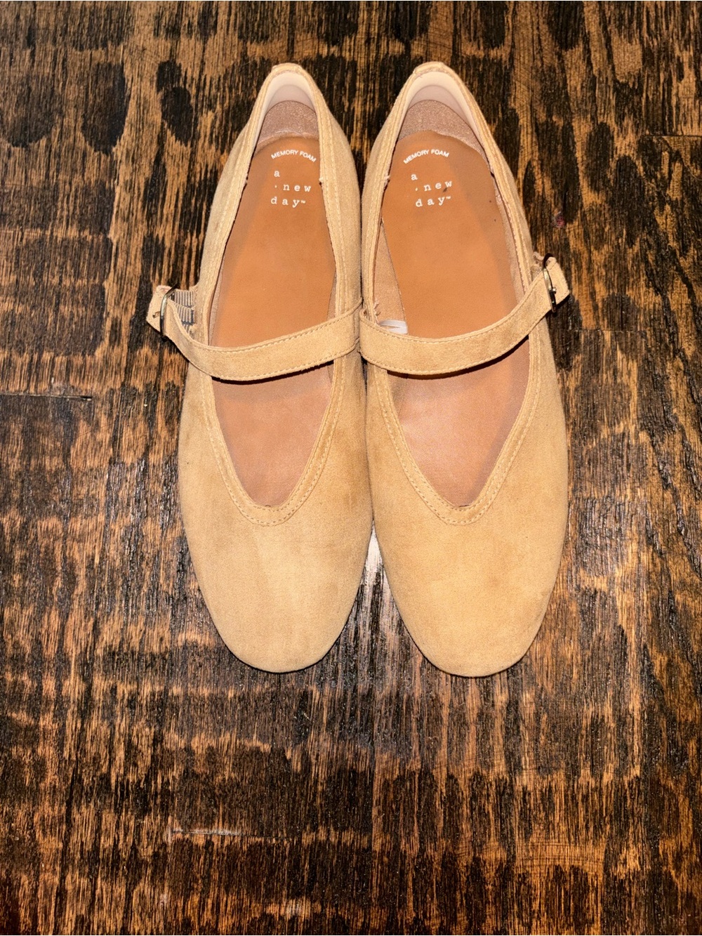 a new day Light Tan Faux Suede Mary Jane Flats